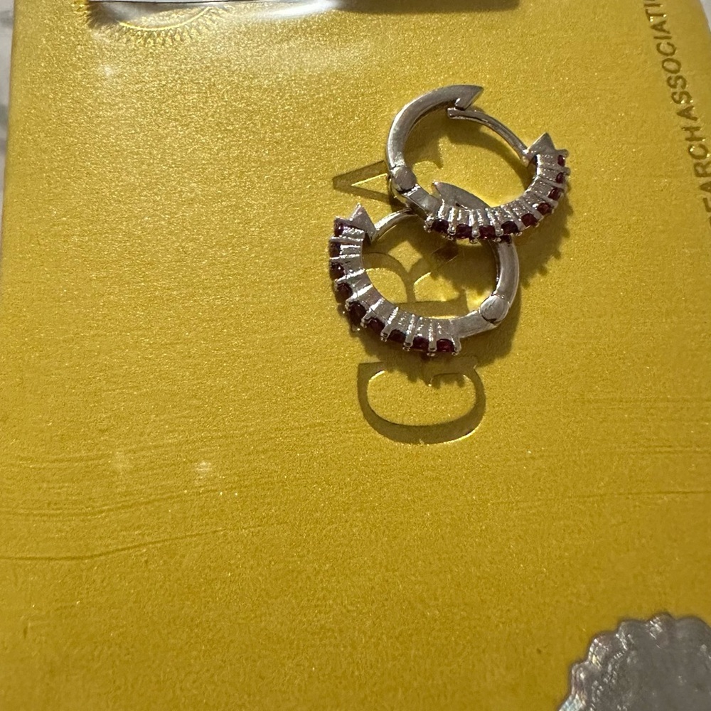 Moissanite Dark Pink earrings - Picture 2 of 3